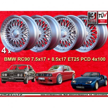 4 wheels RC90 7.5x17 + 8.5x17 4x100 BMW E30  E30 E21 Z1 3 series 