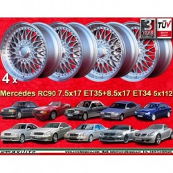 4 wheels RC90 7.5x17 + 8.5x17 5x112 Mercedes Audi 124  124 129 140 201 202 203 204 207 208 209 210 211 212 170 171 172 H