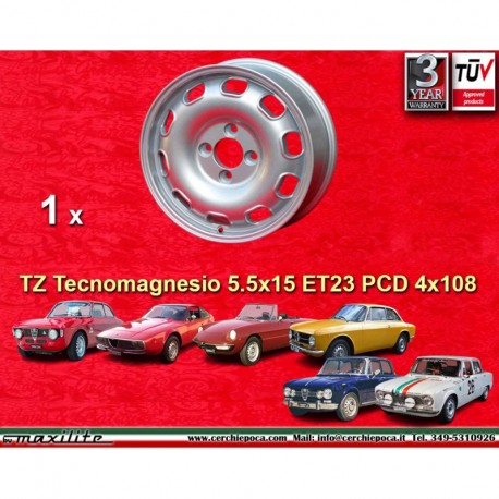 1 llanta TZ 5.5x15 4x108 Alfa Romeo Giulia TI Super 105 -1971 Giulietta 101 750 silver