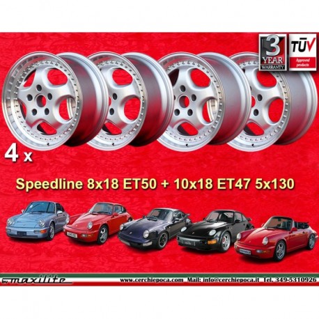 4 cerchi Speedline Cup 8x18 ET50 + 10x18 ET47 5x130 Porsche 964 