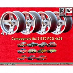 4 cerchi Campagnolo 8x13 ET0 4x98 Lancia Autobianchi Fiat 124  silver