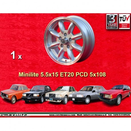 1 wheel Minilite 5.5x15 5x108 Volvo 100  100 200 700 900 silver/diamond cut