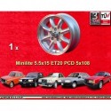 1 jante Minilite 5.5x15 5x108 Volvo 100  100 200 700 900 silver/diamond cut