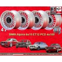 4 Felgen Alpina 6x15 + Radbolzen KB1 126 4x100 BMW 1500  1500 1600 1800 2000tii 1502 1602 1802 2002tii 3 E21 E30