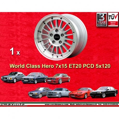 1 wheel WCHE 7x15 5x120 BMW E28  E28 E12 E34 E24 E23 E32 E3 E9 M3 E30 silver/diamond cut