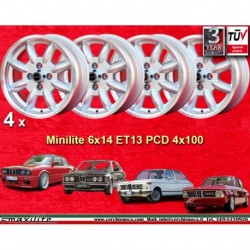 4 wheels Minilite 6x14 4x100 Opel Volkswagen BMW 1502-2002  1502-2002 1500-2000tii 2000C CA CS 3 E21 E30  Opel Kadett B-