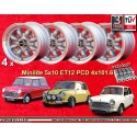 4 llantas Minilite 5x10  + tuercas KM2 126 4x101.6 Mini Mk1-3  Mk1-3 850 1000