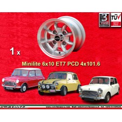 Mini Minilite 6x10 ET-7 4x101.6 silver/diamond cut Mini Mk1-3, 850, 1000 cerchio wheel jante llanta felge