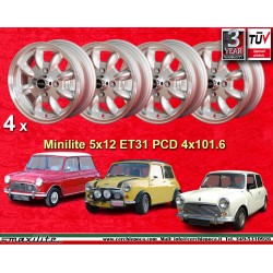 Mini Minilite 5x12 ET31 4x101.6 silver/diamond cut Mini Mk1-3, 850, 1000, 1275 GT cerchi wheels llantas felgen jantes