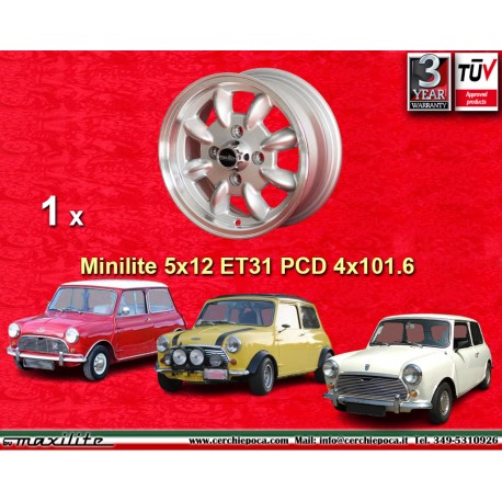 Mini Minilite 5x12 ET31 4x101.6 silver/diamond cut Mini Mk1-3, 850, 1000, 1275 GT cerchio wheel jante llanta felge