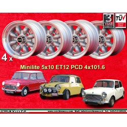 Mini Minilite 5x10 ET12 4x101.6 silver/diamond cut Mini Mk1-3, 850, 1000 cerchi wheels jantes llantas felgen