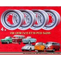4 wheels OE 7x15 5x205 Volkswagen VW  VW 1950-67 7x15  PCD 5x205  ET16  silver. silver