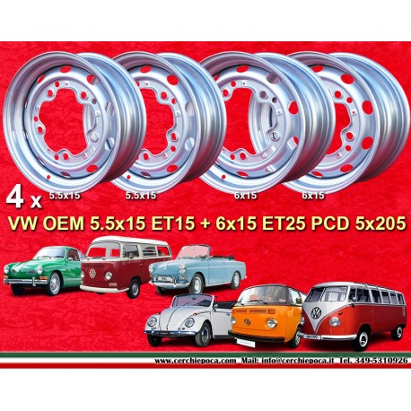 4 Stk Volkswagen Kafer Felgen 6x15 ET25 5x205