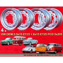 4 Felgen OE 5.5x15 + 5.5x15 5x205 Volkswagen VW  VW 1950-67 5.5x15  PCD 5x205  ET15  ABE  silver