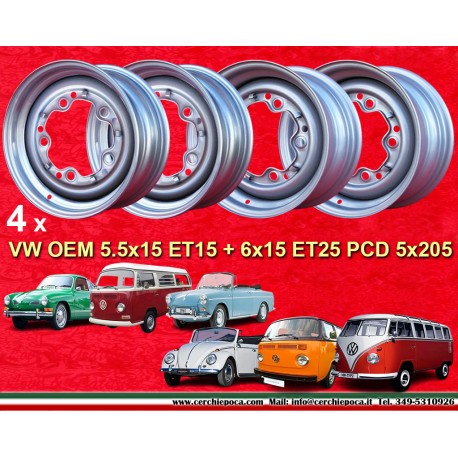 4 Stk Volkswagen Kafer Felgen 6x15 ET25 5x205