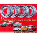 4 Felgen OE 5.5x15 + 5.5x15 5x205 Volkswagen VW  VW 1950-67 5.5x15  PCD 5x205  ET15  ABE  silver