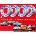 4 Felgen OE 6x15 + 6x15 5x205 Volkswagen VW  VW 1950-67 6x15  PCD 5x205 ET25  silver