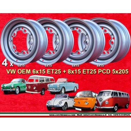 4 Stk Volkswagen Kafer Felgen 6x15 ET25 5x205