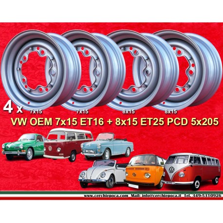 4 Stk Volkswagen Kafer Felgen 6x15 ET25 5x205
