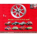 1 Felge Minilite 7x15 4x98 Fiat 124  124 Coupe Spider 125 131 132 silver/diamond cut