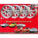 4 jantes Minilite 5.5x15 4x130 VW Porsche 914  914 1.7 1.8 2.0 Volkswagen Beetle 67- Karmann Ghia 67- Type 3 411 412 sil