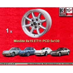 1 pz. cerchio Porsche  Minilite 8x15 ET10.6 5x130 silver/diamond cut 911 ST -1987, 944 -1986