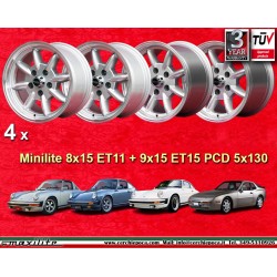 4 llantas Minilite 8x15 + 9x15 5x130 Porsche 911  911 ST -1987 944 -1986