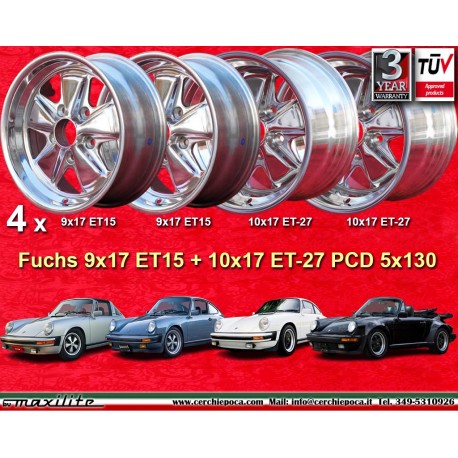 4 uds. llantas Porsche  Fuchs 9x17 ET15 10x17 ET-27 5x130 fully polished 911 SC, Carrera -1989, turbo -1987 arriere