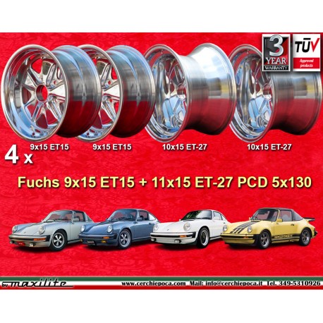 4 pcs. wheels Porsche  Fuchs 9x15 ET15 11x15 ET-27 5x130 fully polished 911 SC Carrera -1987