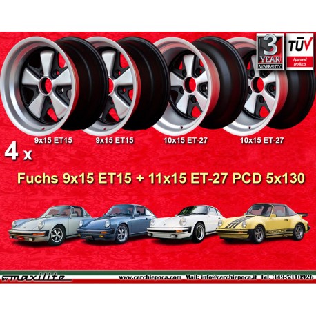 4 pz. cerchi Porsche  Fuchs 9x15 ET15 11x15 ET-27 5x130 anodized look 911 SC Carrera -1987