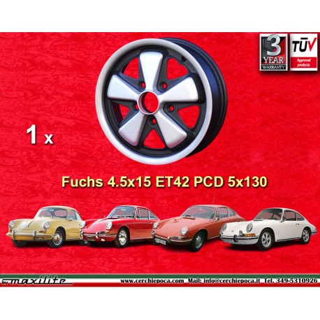 1 pc. jante Porsche  Fuchs 4.5x15 ET42 5x130 anodized look 356 C SC 911 -1969 912