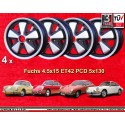 4 jantes Fuchs 4.5x15 5x130 Porsche 356  356 C SC 911 -1969 912 anodized look