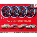 4 jantes Fuchs 4.5x15 5x130 Porsche 356  356 C SC 911 -1969 912 matt black/diamond cut