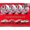 4 Felgen Fuchs 4.5x15 5x130 Porsche 356  356 C SC 911 -1969 912 fully polished