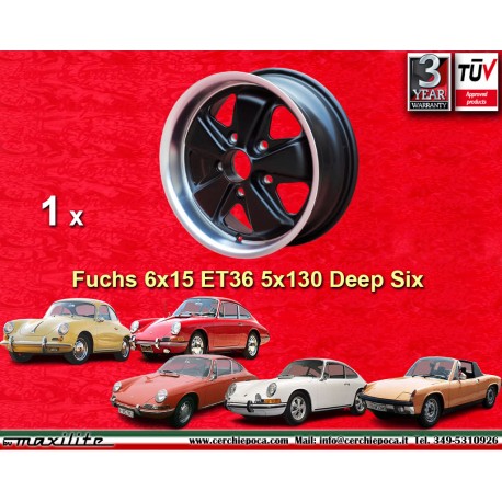 cerchio Porsche  Fuchs 6x15 ET36 5x130 matt black/diamond cut 356 C SC, 911 -1989, 914 6