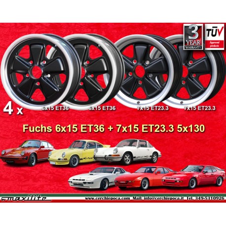 Porsche Fuchs 6x15 ET36 7x15 ET23.3 5x130 matt black/diamond cut 911 -1989, 914 6, 944 -1986, 924 turbo cerchi wheels jantes fel
