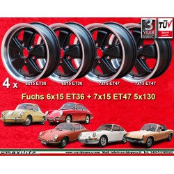 Porsche Fuchs 6x15 ET36 7x15 ET47 5x130 matt black/diamond cut 356 C SC, 911 -1989, 914 cerchi wheels jantes felgen llantas