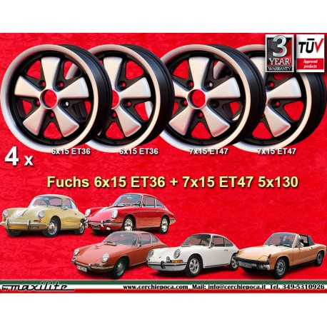 Porsche Fuchs 6x15 ET36 7x15 ET47 5x130 anodized look 356 C SC, 911 -1989, 914 6 cerchi wheels jantes felgen llantas