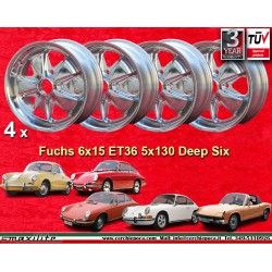 Porsche  Fuchs 6x15 ET36 5x130 fully polished 356 C SC, 911 -1989, 914 6 cerchio wheel jante llanta felge