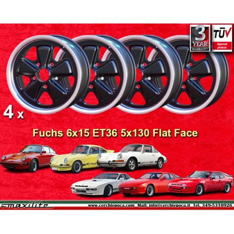 Porsche  Fuchs 6x15 ET36 5x130 matt black/diamond cut 911 -1989, 914 6, 944 -1986, 924 turbo-Carrera GT cerchio wheel llanta fel