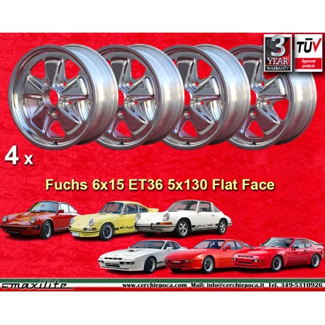 Porsche Fuchs 6x15 ET36 5x130 fully polished 911 -1989, 914 6, 944 -1986, 924 turbo-Carrera GT cerchio wheel llanta jante felge
