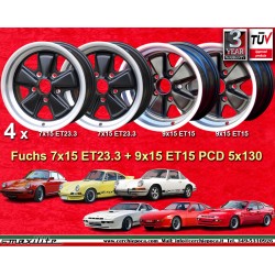 Porsche Fuchs 7x15 ET23.3 9x15 ET15 5x130 matt black/diamond cut 911 -1989, 914 6, 944 -1986, 924 turbo cerchi wheels jantes fel