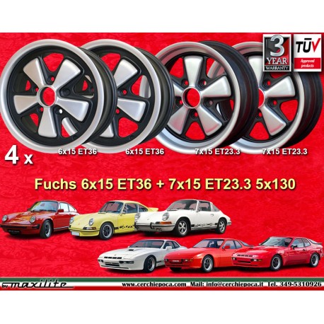 4 pcs. jantes Porsche  Fuchs 6x15 ET36 7x15 ET23.3 5x130 anodized look 911 -1989 914-6 944 -1986 924 turbo-Carrera GT