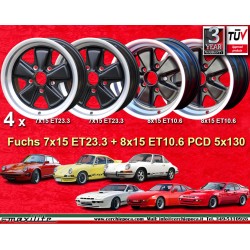 4 Stk Felgen Porsche  Fuchs 7x15 ET23.3 8x15 ET10.6 5x130 matt black/diamond cut 911 -1989 914-6 944 -1986 924 turbo-Car