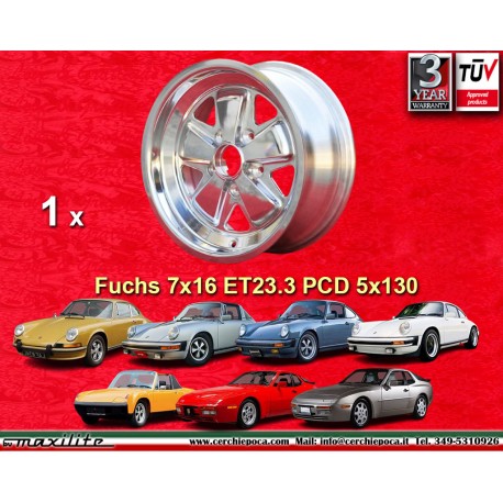 Porsche Fuchs 7x16 ET23.3 5x130 fully polished 911 -1989, 914 6, 944 -1986, turbo -1989 cerchio wheel llanta jante felge
