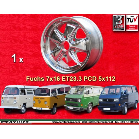 Volkswagen Fuchs 7x16 ET23.3 5x112 fully polished T2b, T3 cerchio wheel jante llanta felge