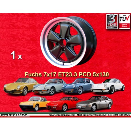 Porsche Fuchs 7x17 ET23.3 5x130 matt black/diamond cut 911 -1989, 914 6, 944 -1986, turbo -1989 cerchio wheel jante felge llanta