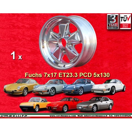 Porsche Fuchs 7x17 ET23.3 5x130 fully polished 911 -1989, 914 6, 944 -1986, turbo -1989 cerchio wheel jante felge llanta
