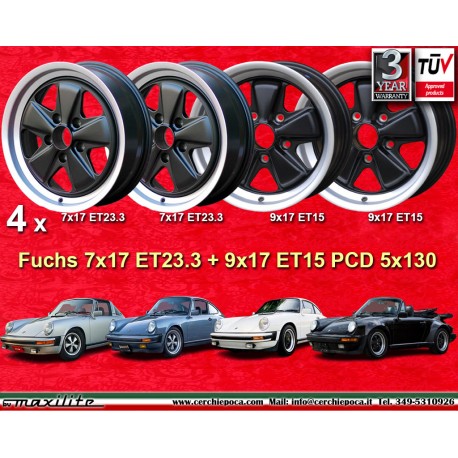 Porsche Fuchs 7x17 ET23.3 9x17 ET15 5x130 matt black/diamond cut 911 -1989, 914 6, 944 -1986, turbo -1989 cerchi wheels jantes f