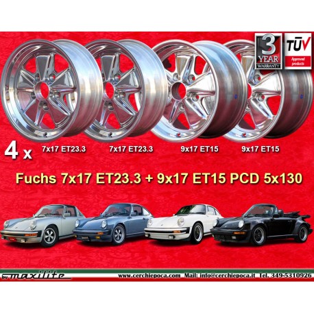 Porsche  Fuchs 7x17 ET23.3 9x17 ET15 5x130 fully polished 911 -1989, 914 6, 944 -1986, turbo -1989 cerchi wheels jantes felgen l